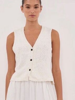DISSH Australia Sweater Vest M V-Neck Cotton Boucle off White Knit Marlowe